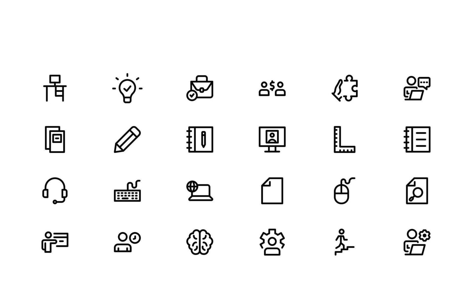 Office and Workshop Icons bundle. Perfect for Workspace, Business, and Productivity Design Themes vector