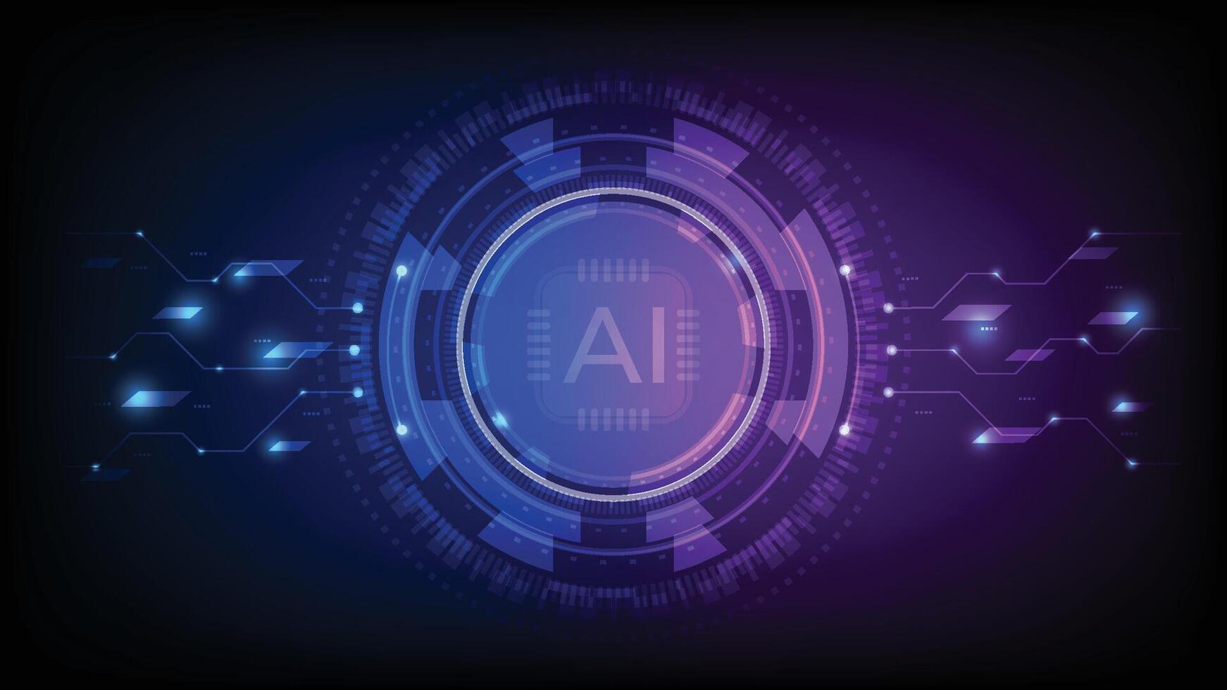 Artificial Intelligence Circuit Line Analysis Design vector