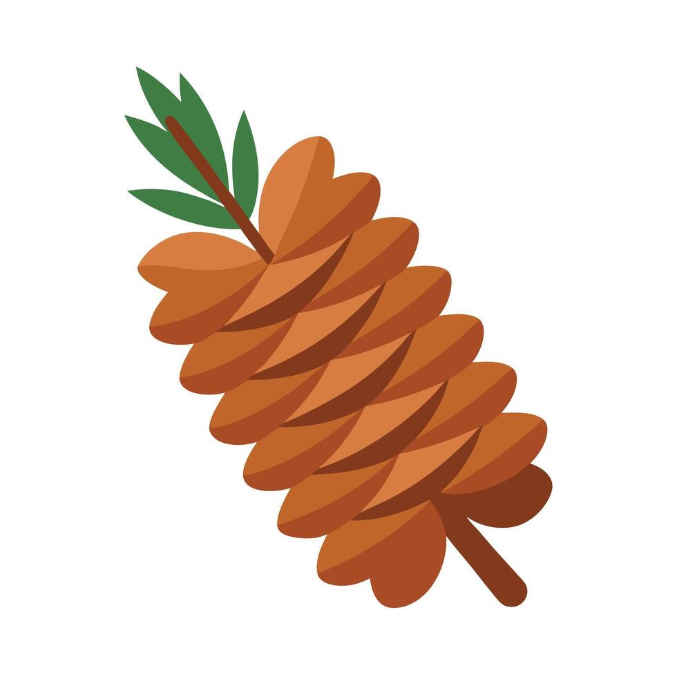 Pine cone on a branch isolated on white background vector