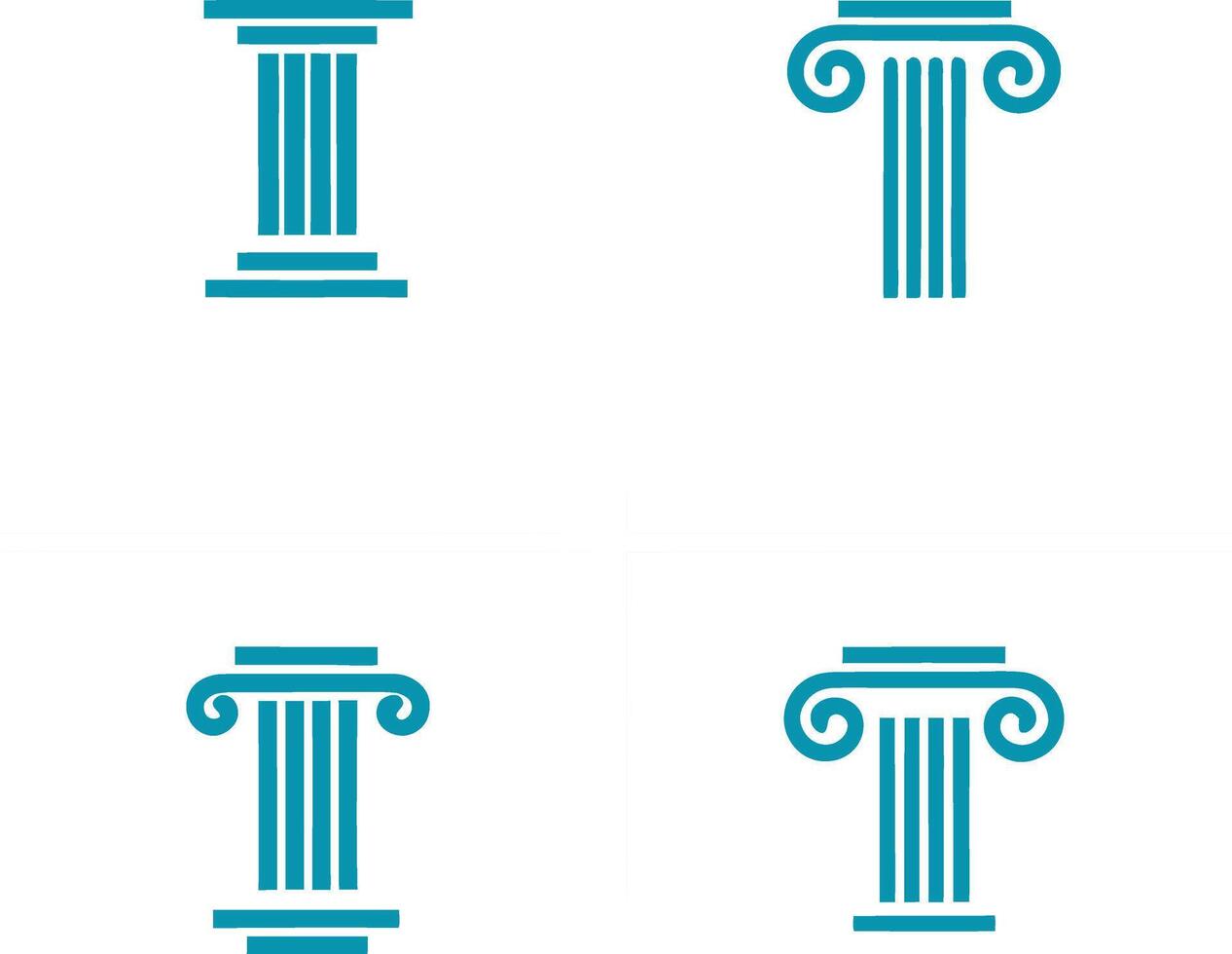 Four types of classical architectural columns isolated on white background vector