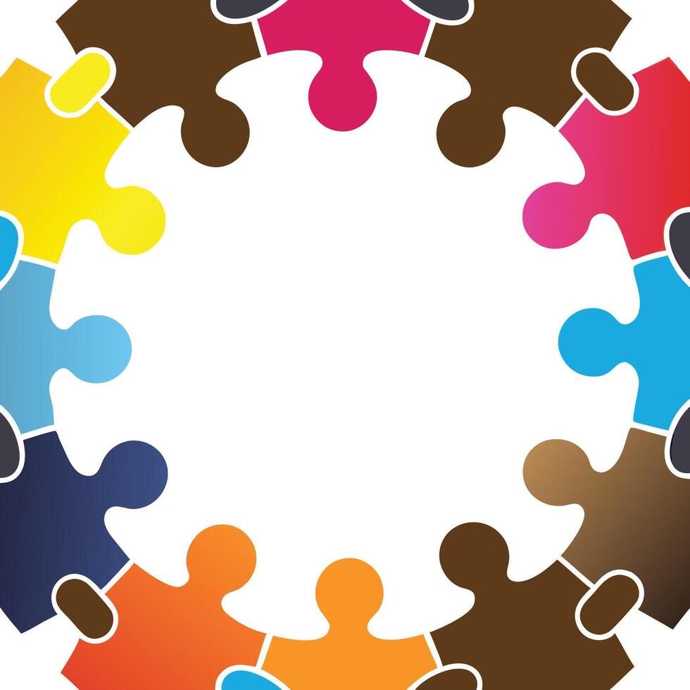 Interlocking puzzle pieces creating a circular pattern, representing connection vector