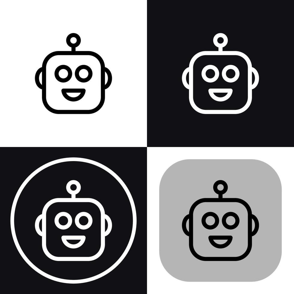 Happy Robot AI Icon - Artificial Intelligence Agent Symbol vector