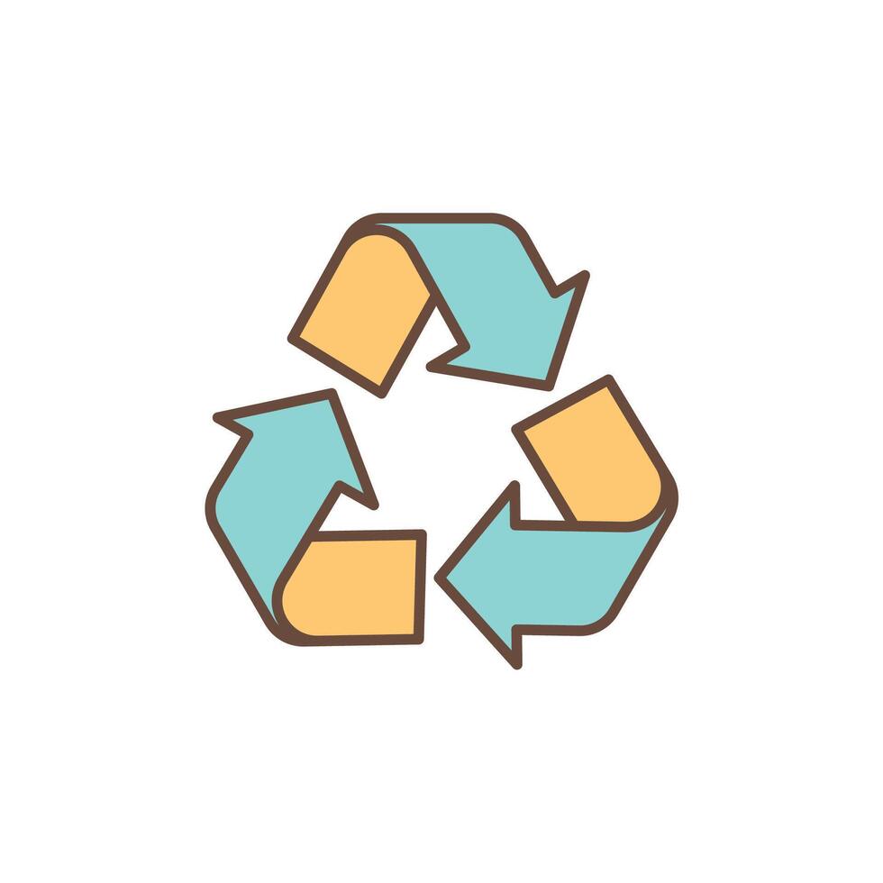 universal recycling symbol with three chasing arrows. Represents the reduce, reuse, recycle loop and environmental action. vector