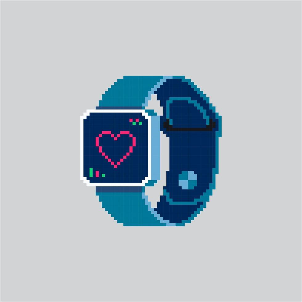 Pixel art illustration Smartwatch. Pixelated Watch. Smartwatch technology display Icon pixelated for the pixel art game and icon for website and game. old school retro. vector