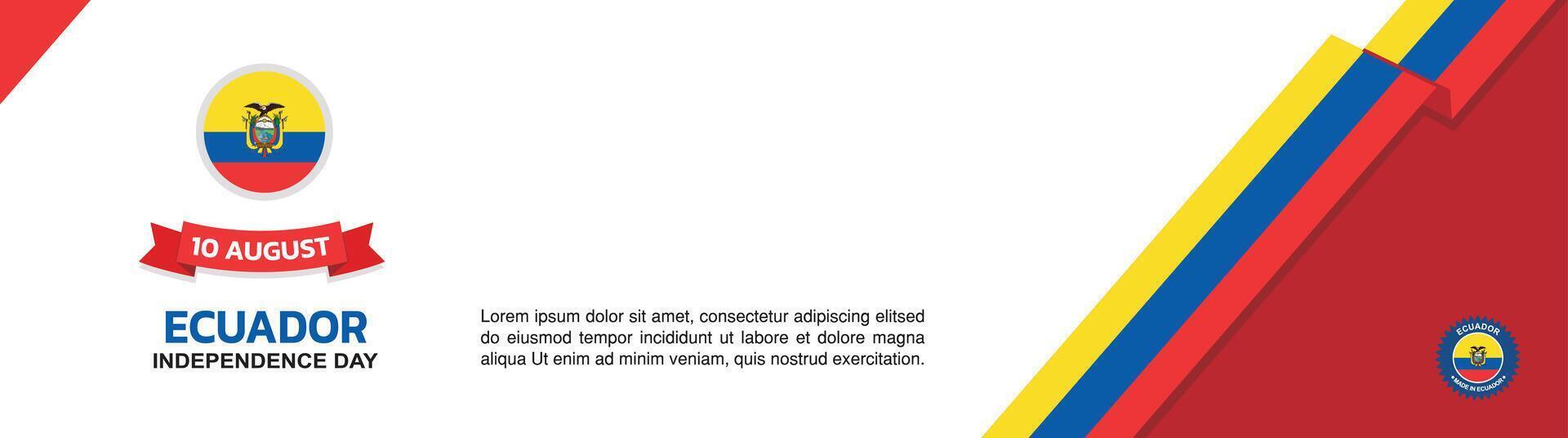 eecuador uador Independence Day Design, August 10th design element template with waving ribbon flag on the right, ecuador map and flag vector