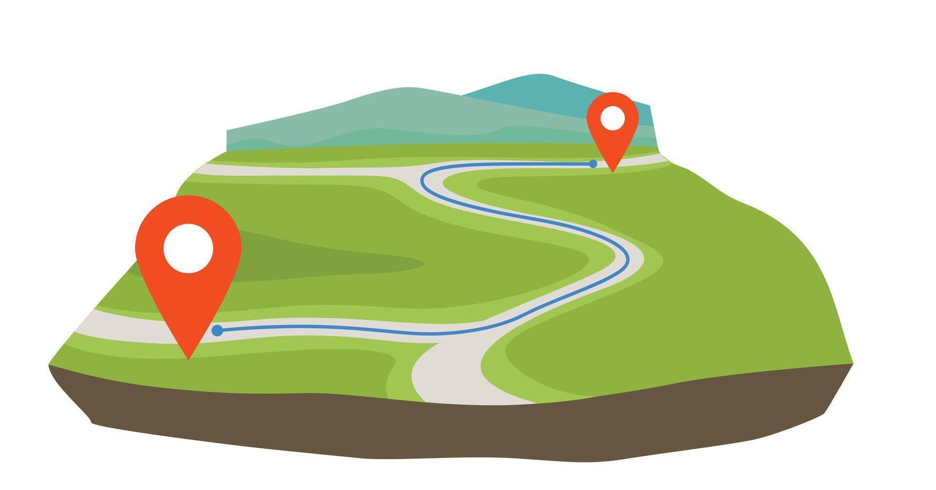 Land map, map with pin pointer location vector
