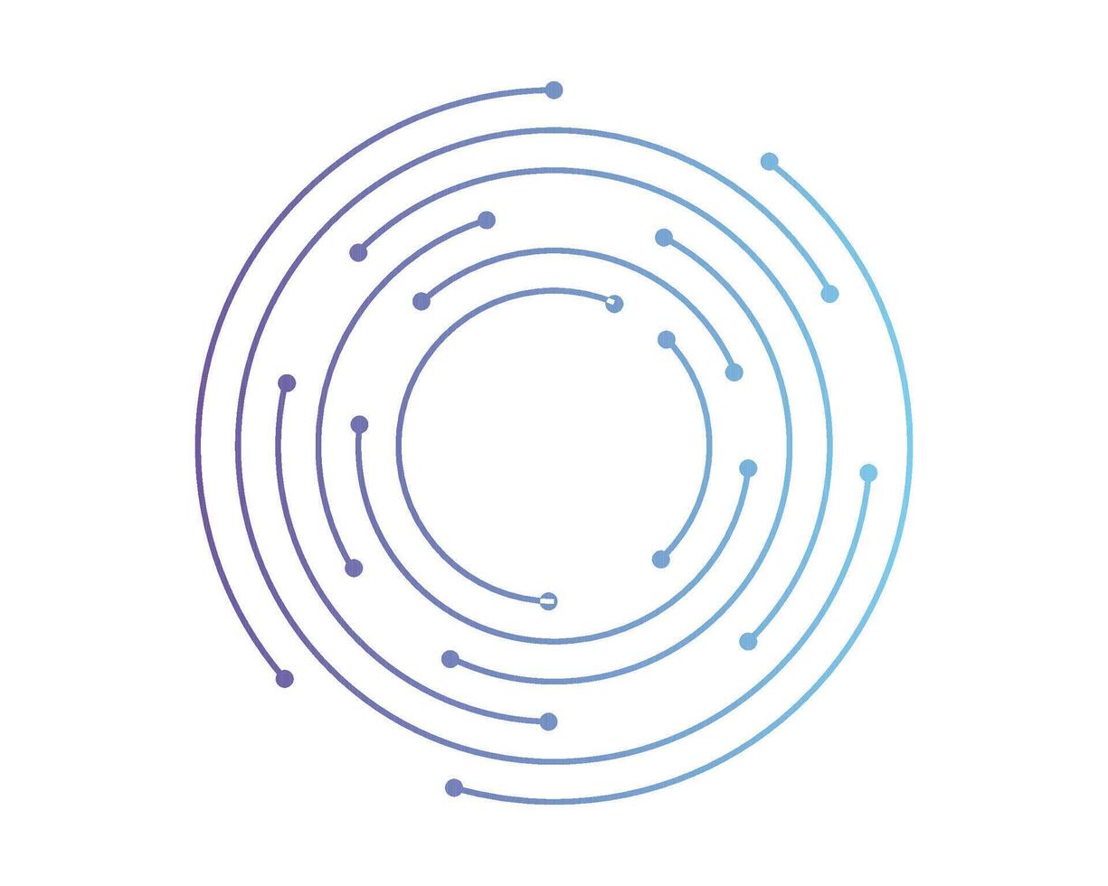 Circuit board circle dots connection. Motherboard electronic technology data, electrical board, cpu. Programming science, computer system elements vector