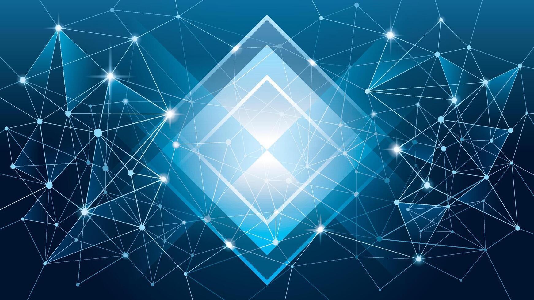 Modern Geometric Dark Blue triangles polygon Background. Abstract Digital Technology Futuristic Lines and Dots Triangle Background. Creative ideas for business presentations vector