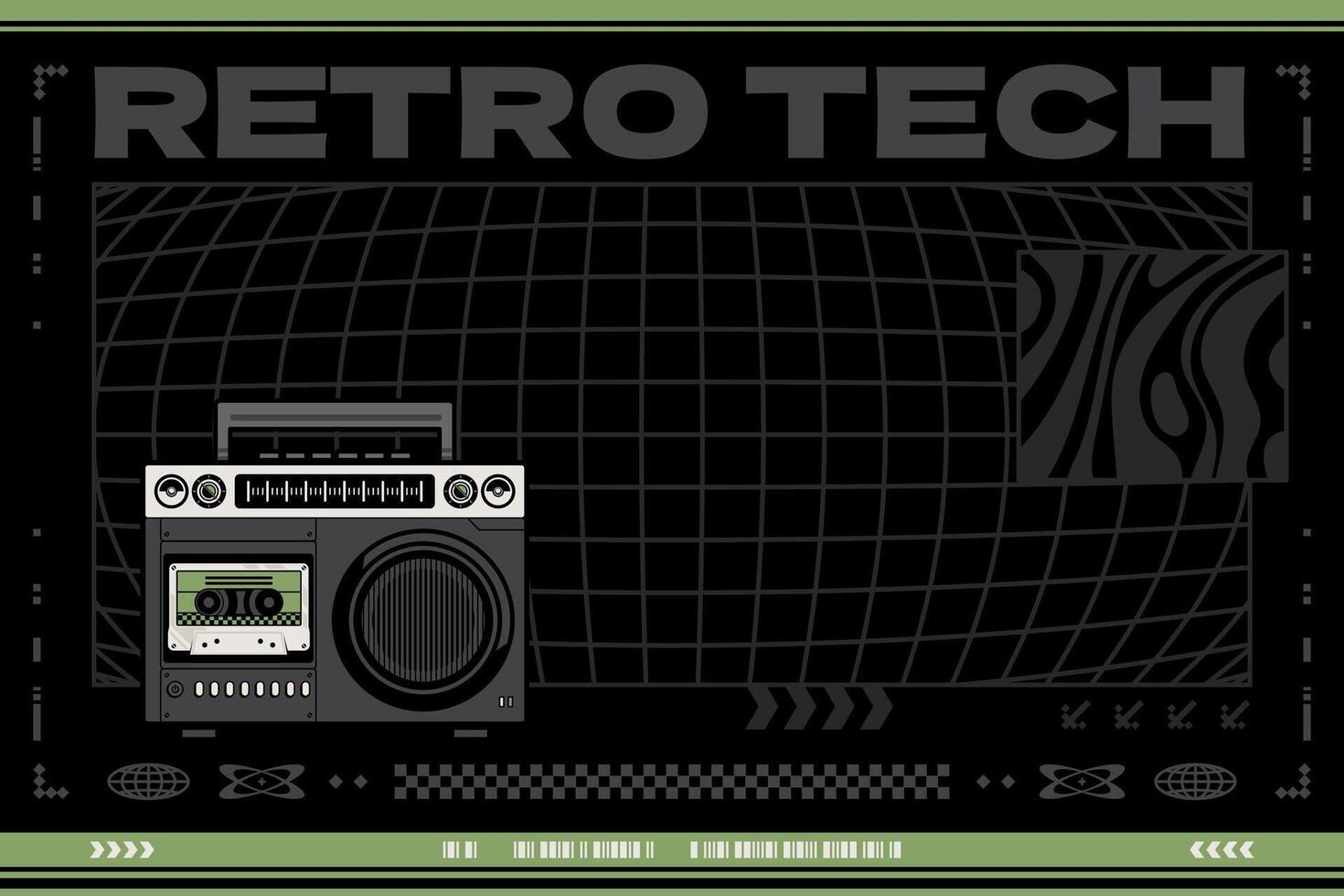 Nostalgic Retro Tech Digital Art of Old Technology Flat Background vector