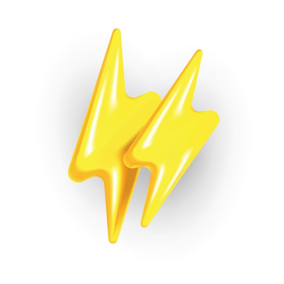 Shiny Lightning Bolt Pair with 3D Gloss Effect for Digital and Print Design vector