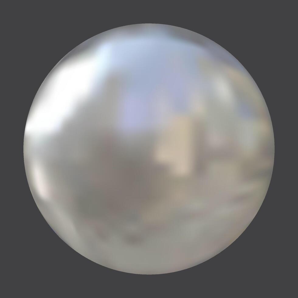 3D rendered metallic reflective sphere with soft reflections. Ideal for design, texture references, environment mapping, or material studies. vector