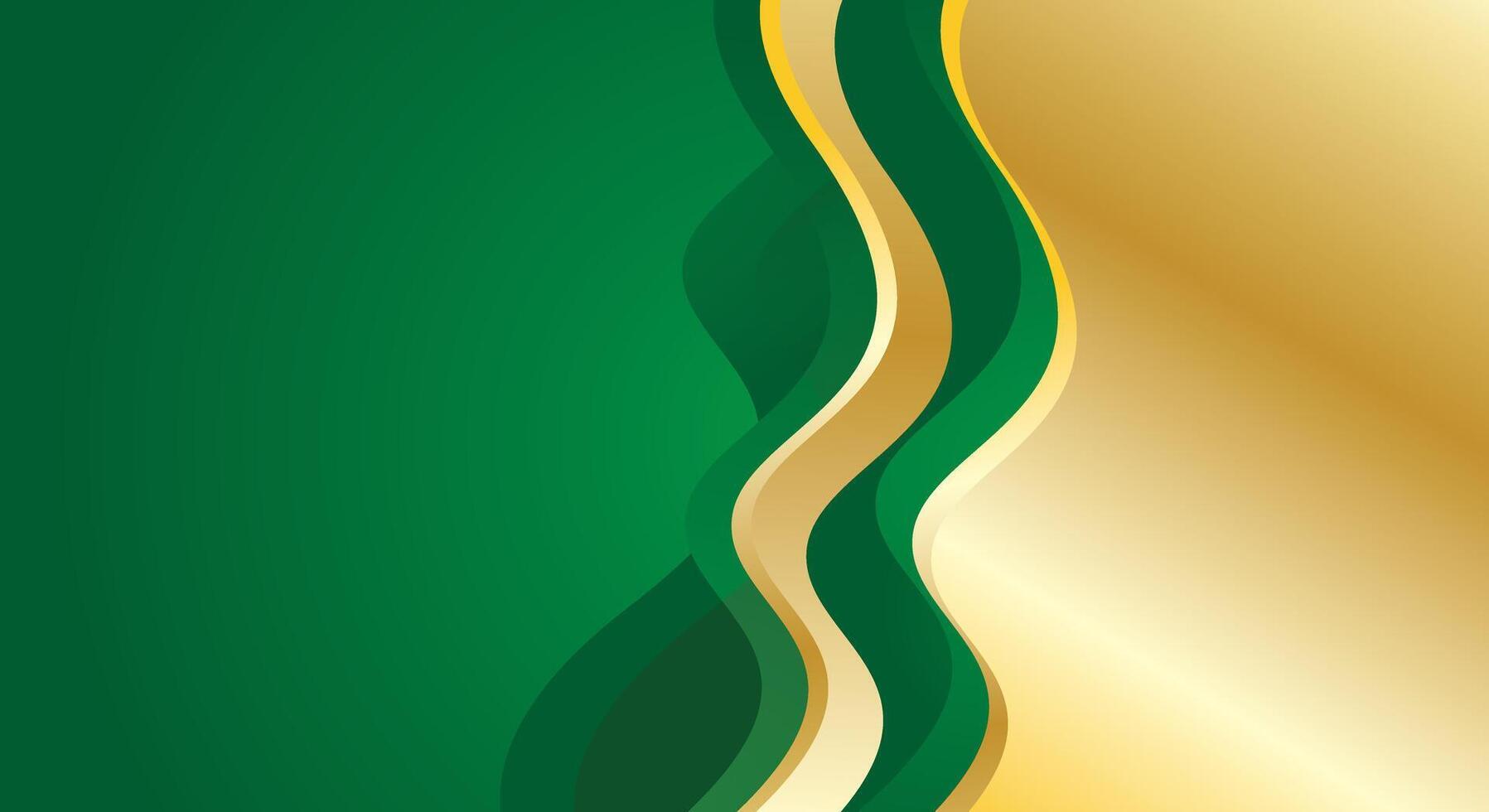 Green and gold dynamic wave abstract background for certificate vector