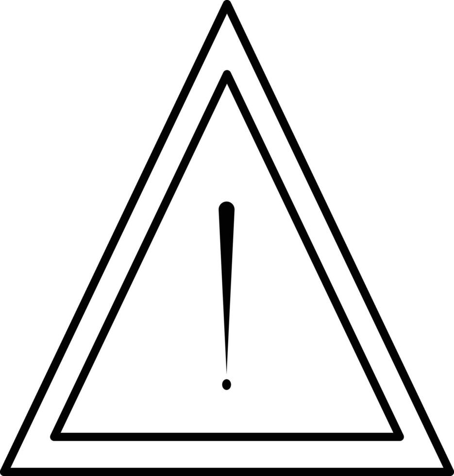 Black and white warning symbol with an exclamation mark inside a double triangle vector