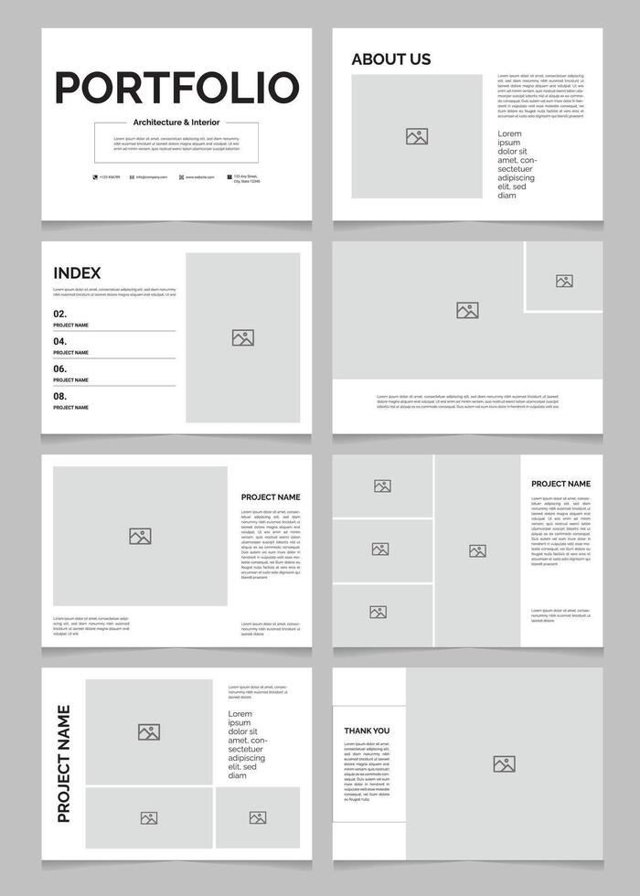 Minimal Portfolio Template for Architecture and Interior Design A4 Landscape Layout vector