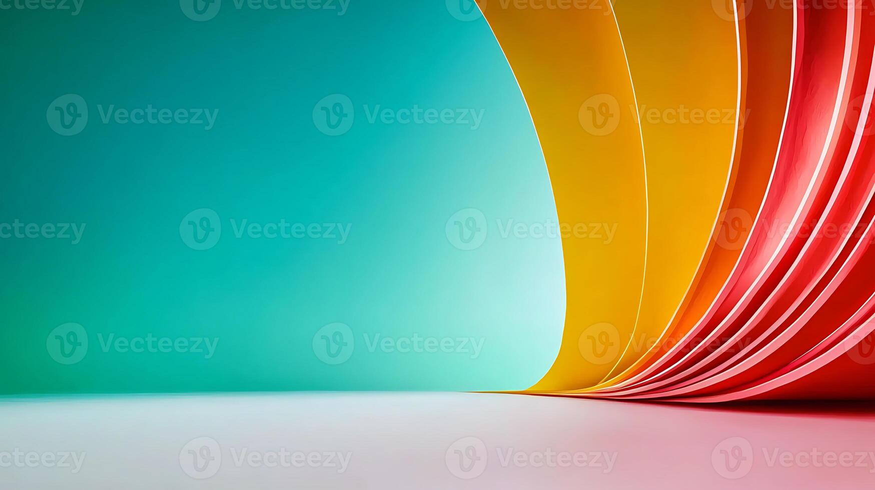 Vibrant Curved Paper Strips Create a Colorful Abstract Background with Smooth Gradient photo