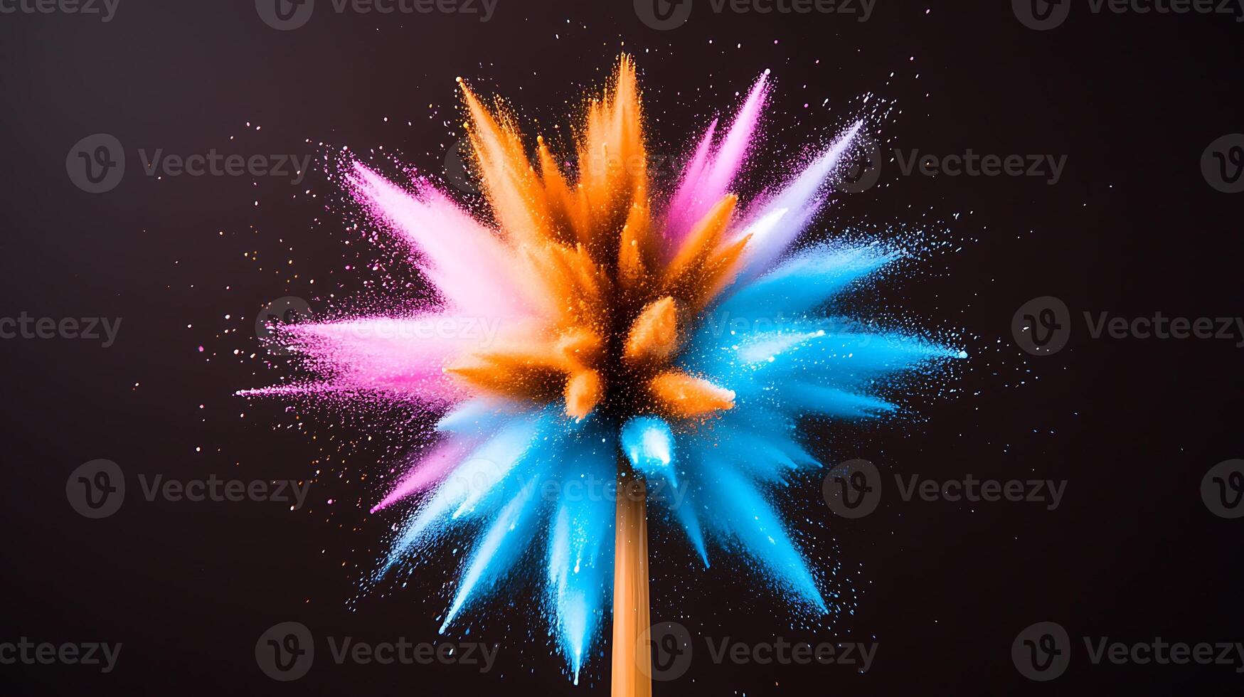 Vibrant explosion of colored powder against a dark background, creating a dynamic visual effect photo