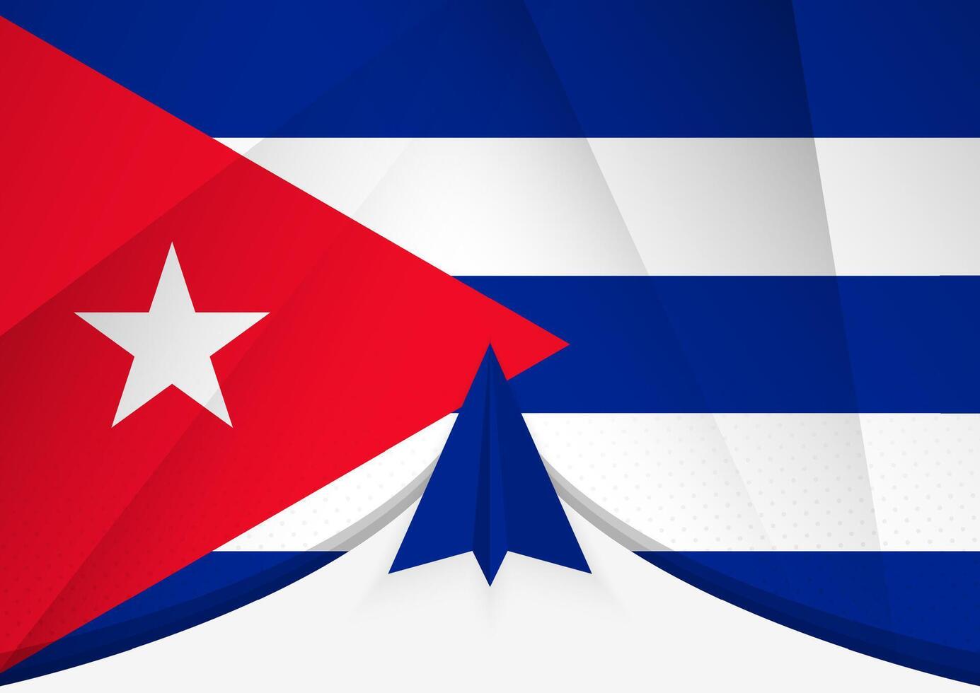 Cuba Flag with Abstract Paper Airplane Design, National Flag in a geometric folded paper style. vector