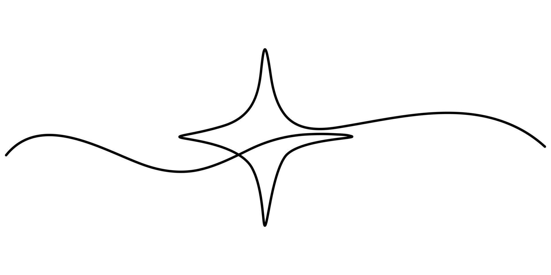 Star drawing with editable stroke on white background continuous one line drawing vector