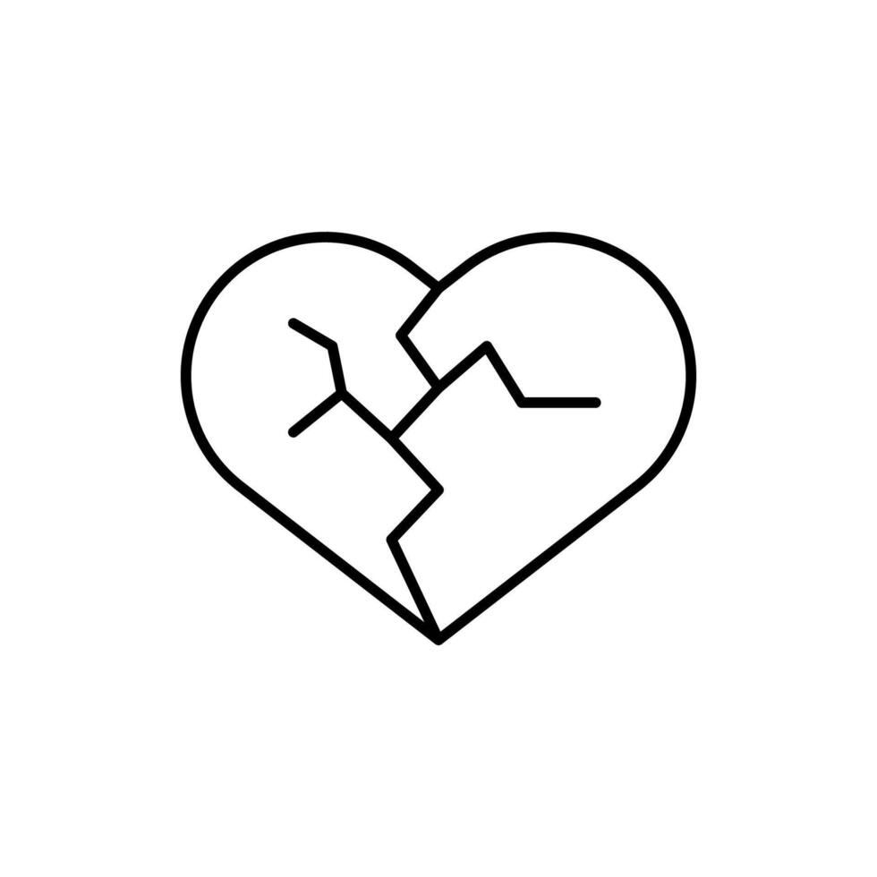 Broken Heart Minimalistic Icon Pictogram for Web and Graphic Design, Apps, Banners, Social Network and Cards vector
