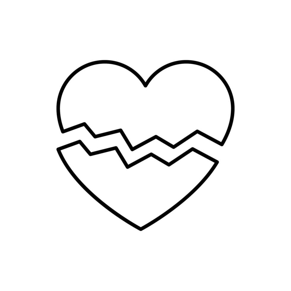 Broken Heart Outline Linear Sign for Graphic and Web Design, Apps, Adverts, Various Cards vector