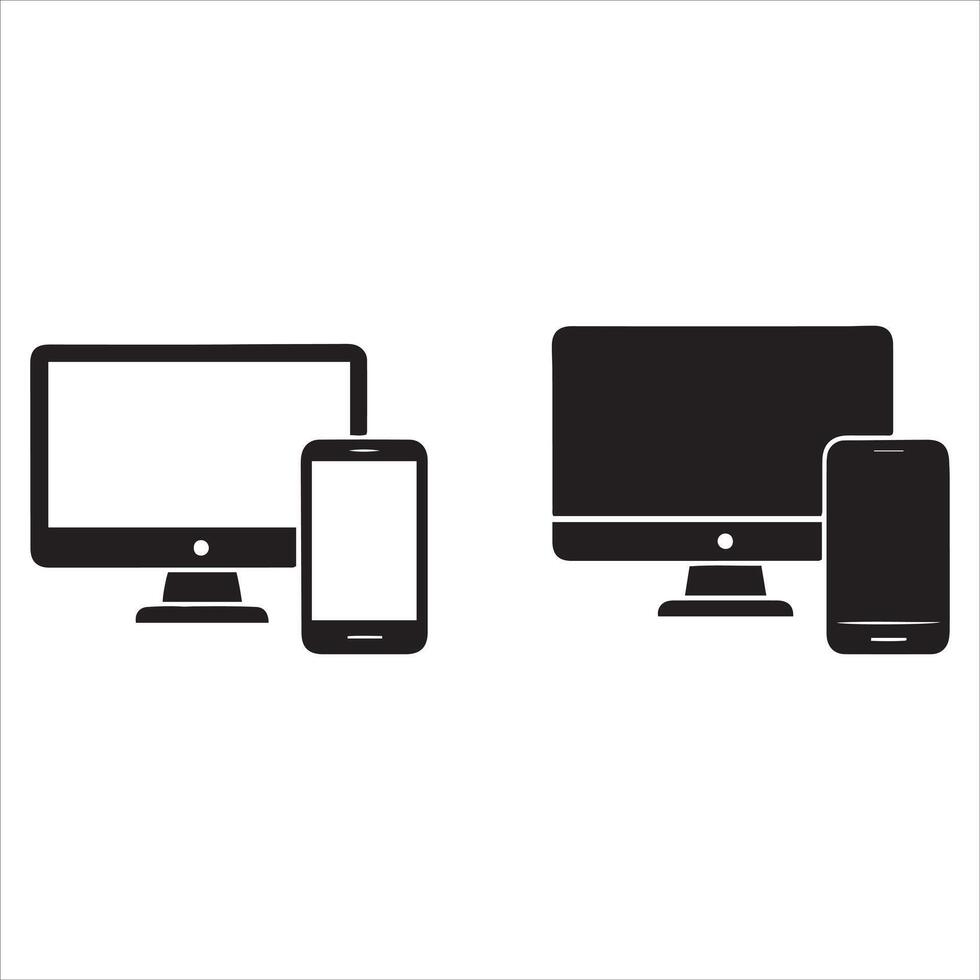 Desktop computer and mobile phone screen display vector
