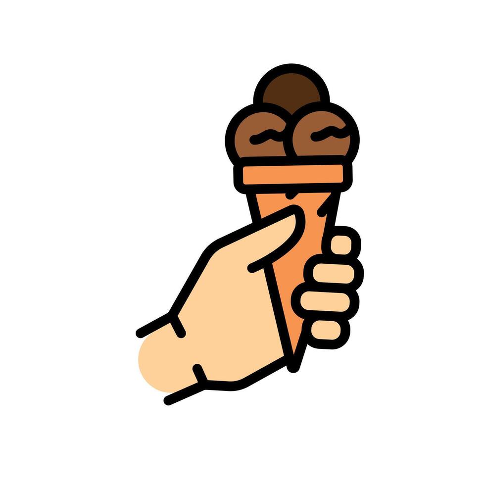 ice cream cone color line icon for digital and print projects. vector