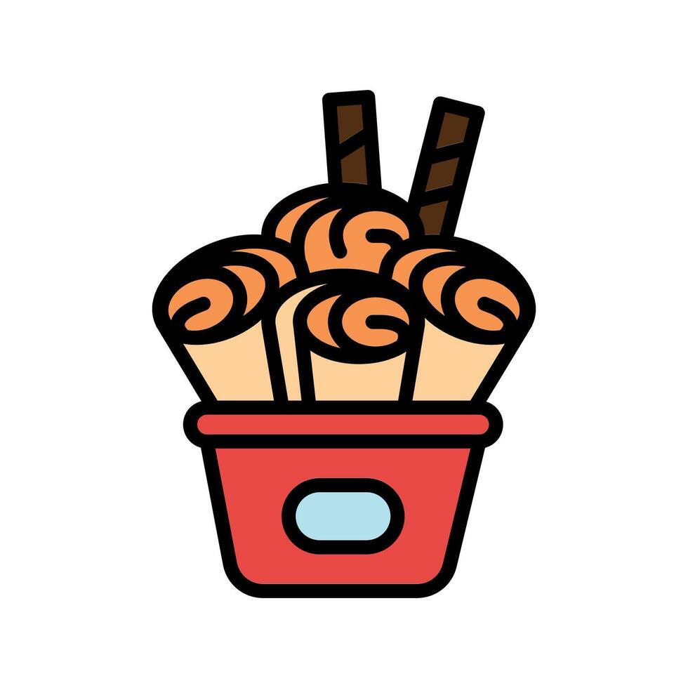 rolled ice cream color line icon for digital and print projects. vector