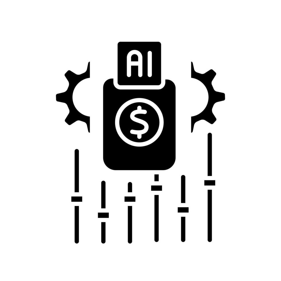 Dynamic pricing optimization black flat icon for digital and print projects. vector