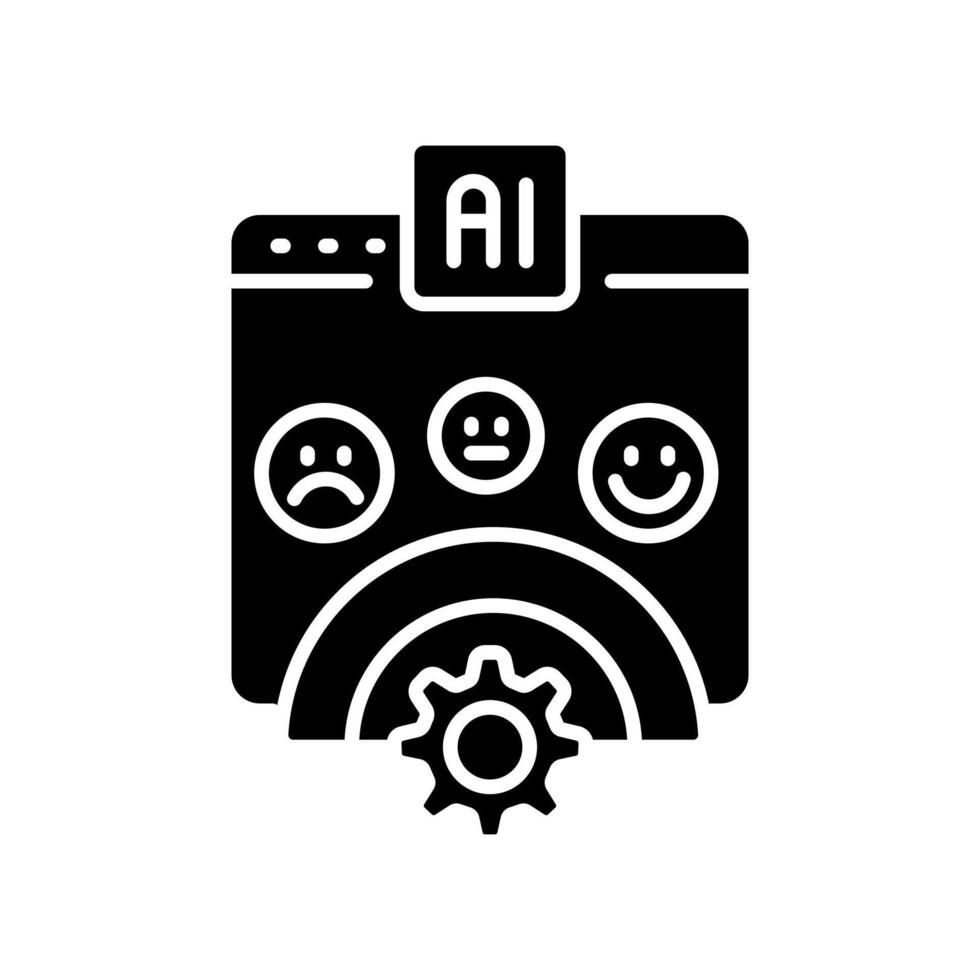 Sentiment analysis black flat icon for digital and print projects. vector