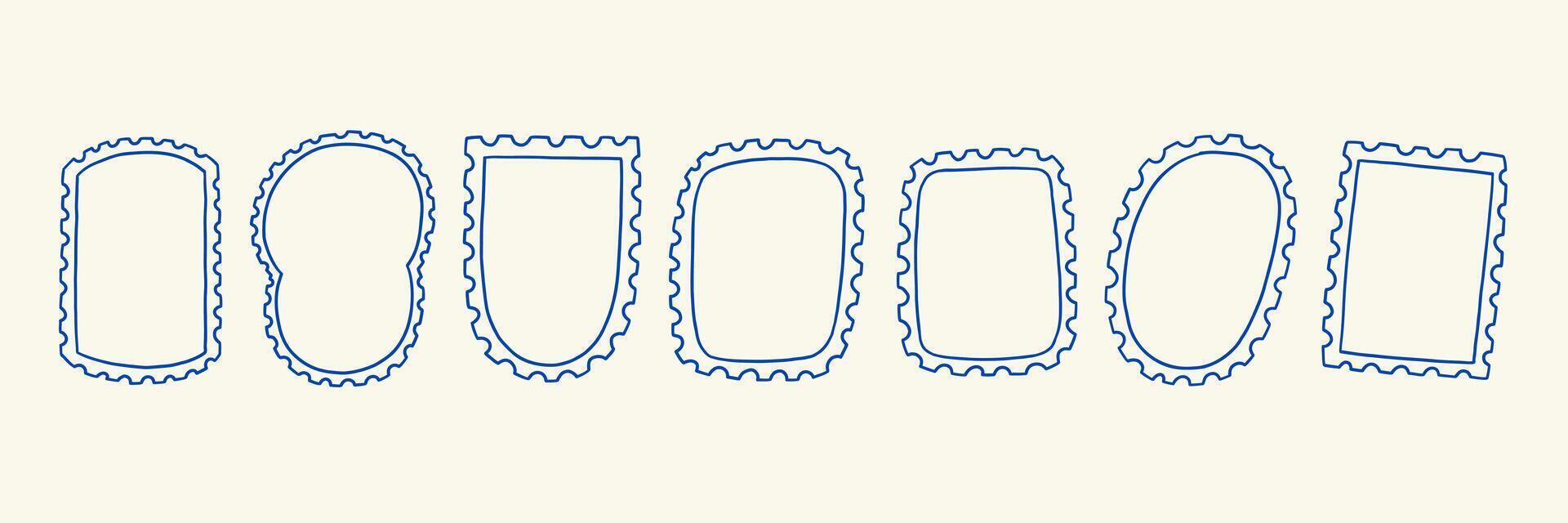 Empty Post Stamp Frame Mark Set vector