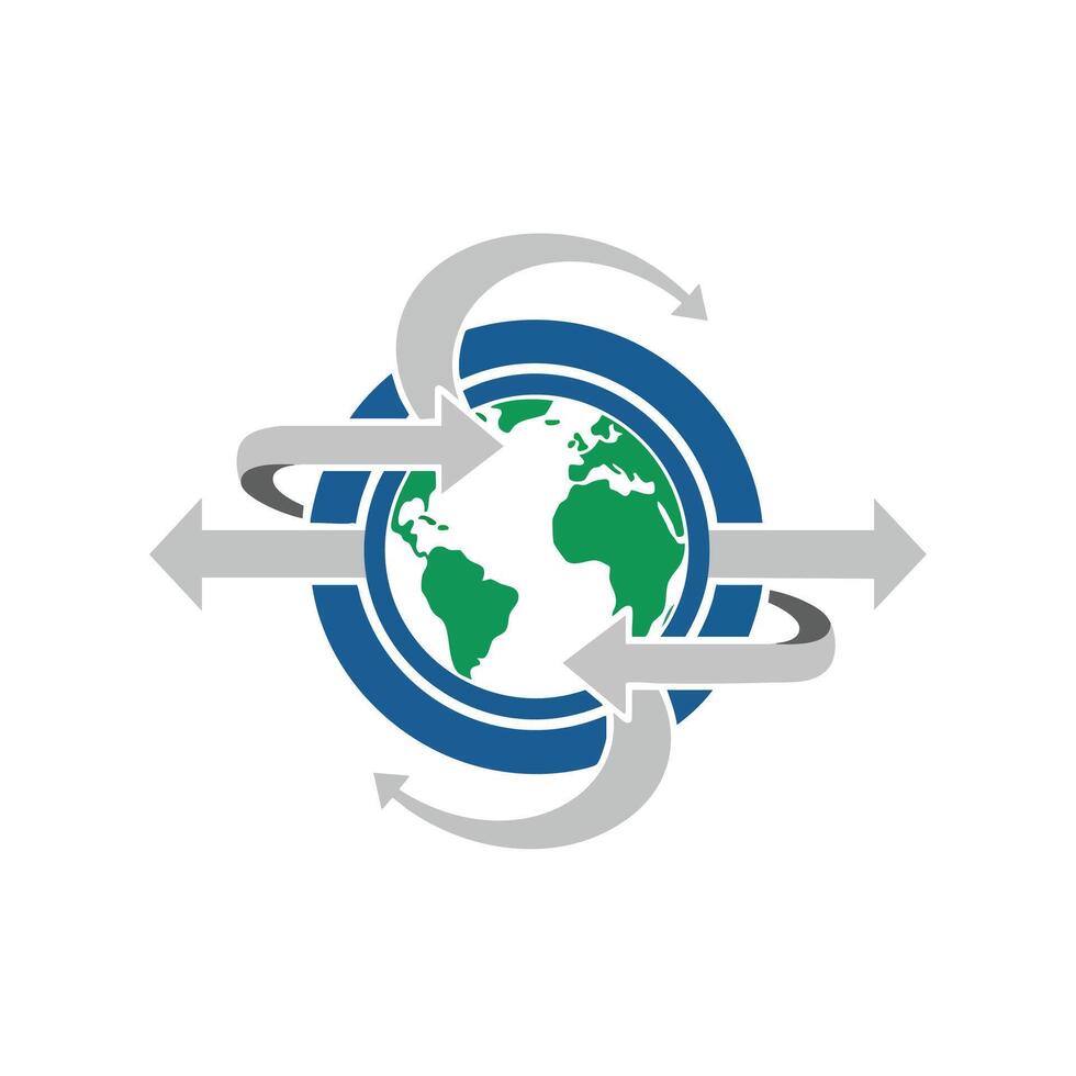 Global Network Connection Arrows Around Earth. vector