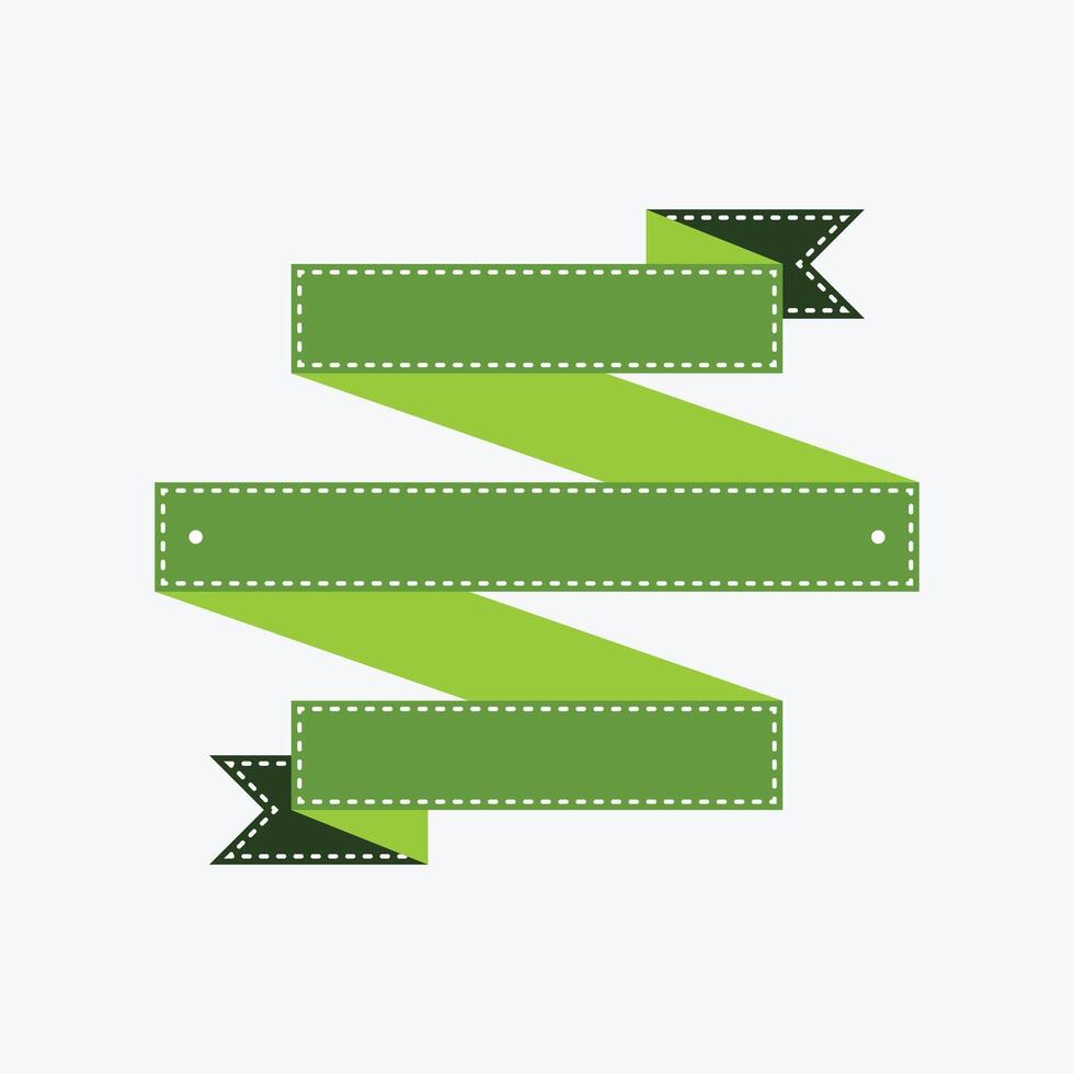 Stylish green ribbon banner with stitched edges ready for your custom message or promotion today vector
