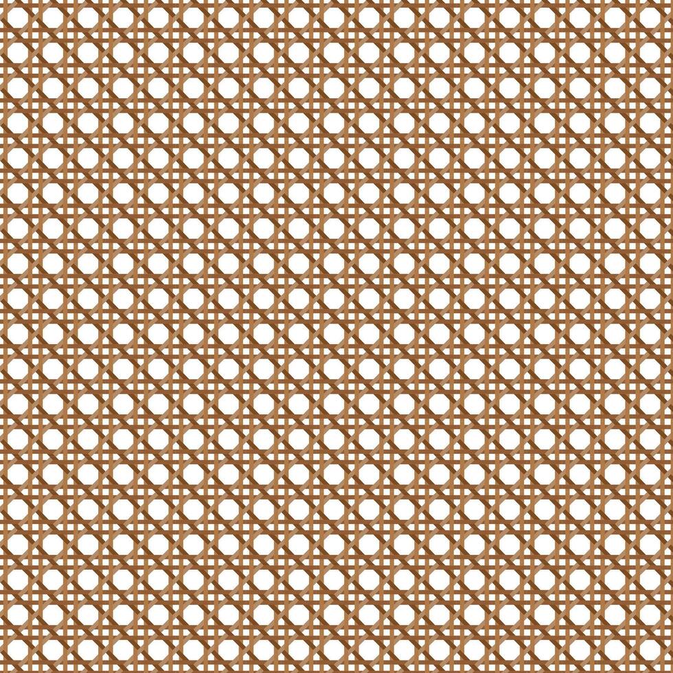 Brown Interlocking Caning Lattice Pattern on White Background vector
