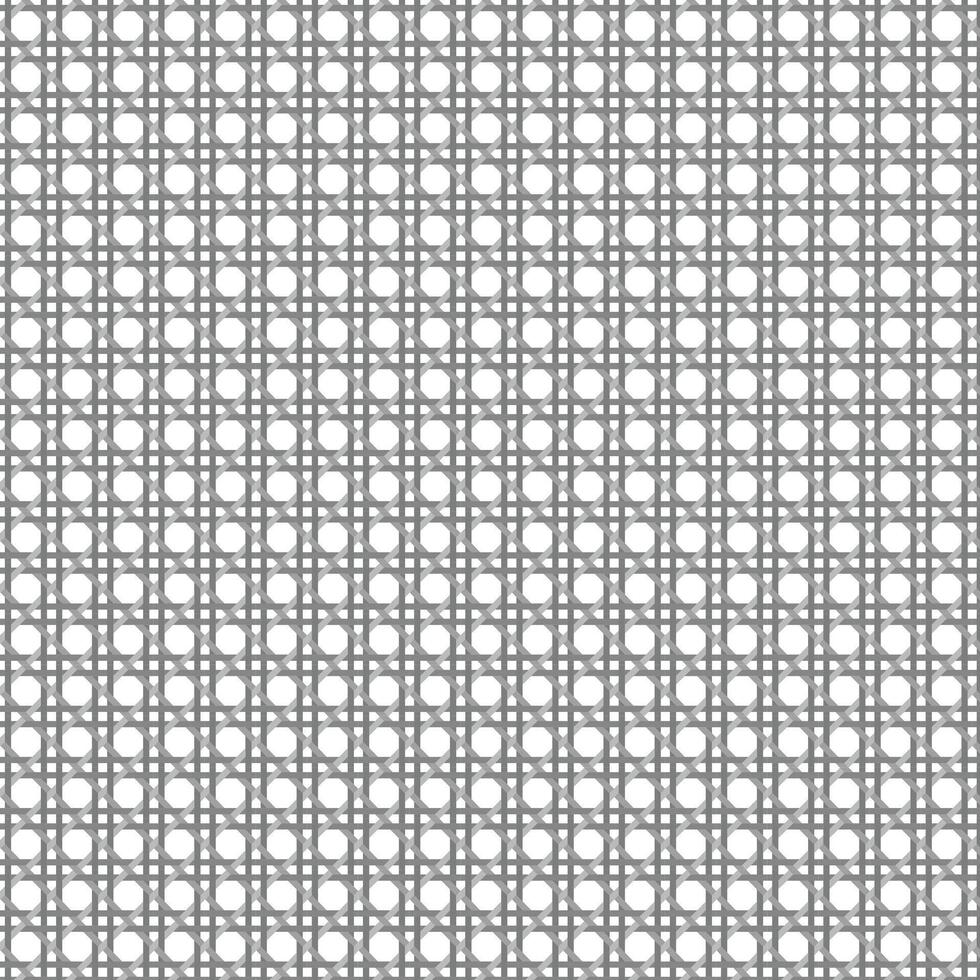 Gray Interlocking Caning Lattice Pattern on White Background vector