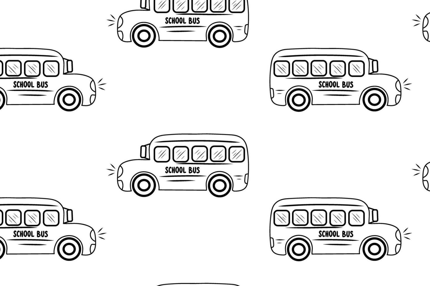Seamless pattern school bus transport background. Doodle sketch style pattern. vector