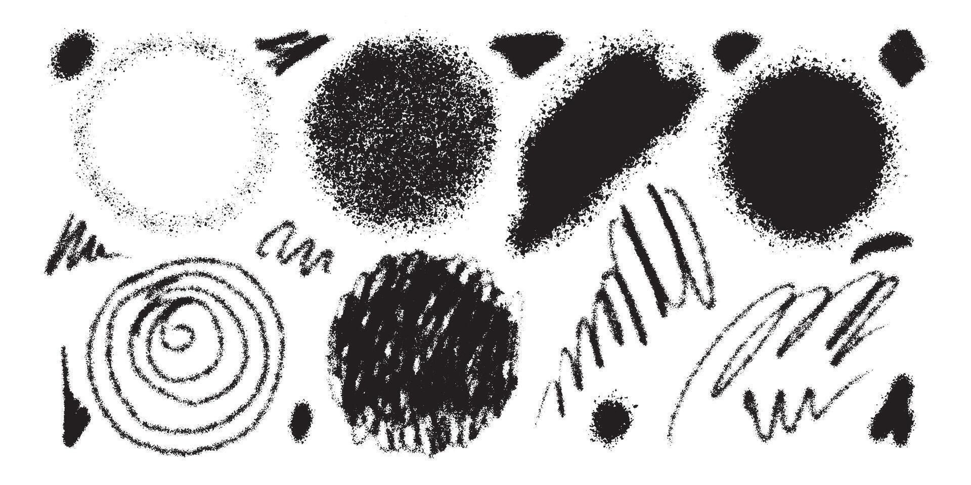Black ink style splash, blobs and stains textures made with paint. Grunge dirty shapes as design elements. Graphic resources. vector