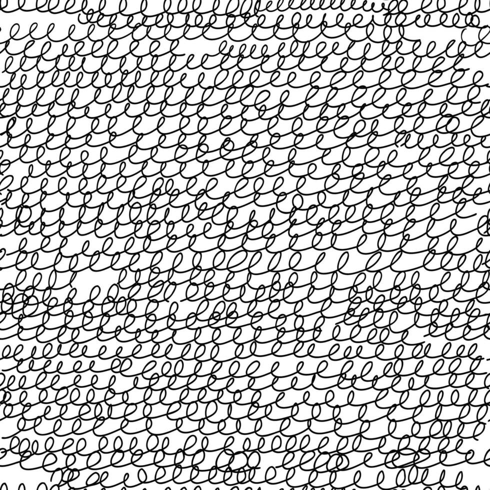 Hand drawn monochrome scrawl seamless pattern. Doodle, uneven artistic lines in stripes of twirled lines. Artistic minimalistic background. vector