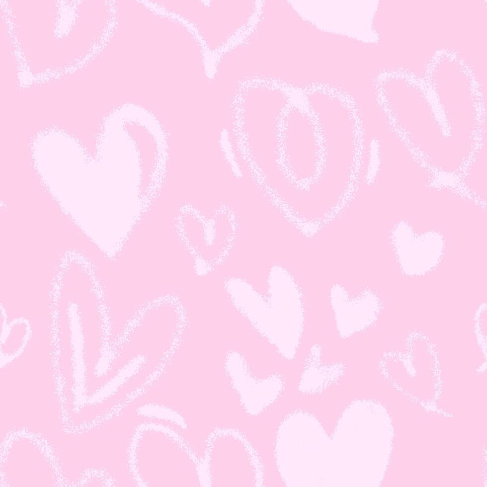 seamless pattern. Pink color graphic repeated background. Wallpaper with outlined and fill heart shapes. Minimalistic modern backdrop with hand drawn romantic elements. vector