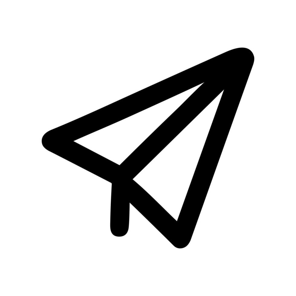 Simple Handdrawn Paper Plane Outline Symbolic Representation Icon Element vector