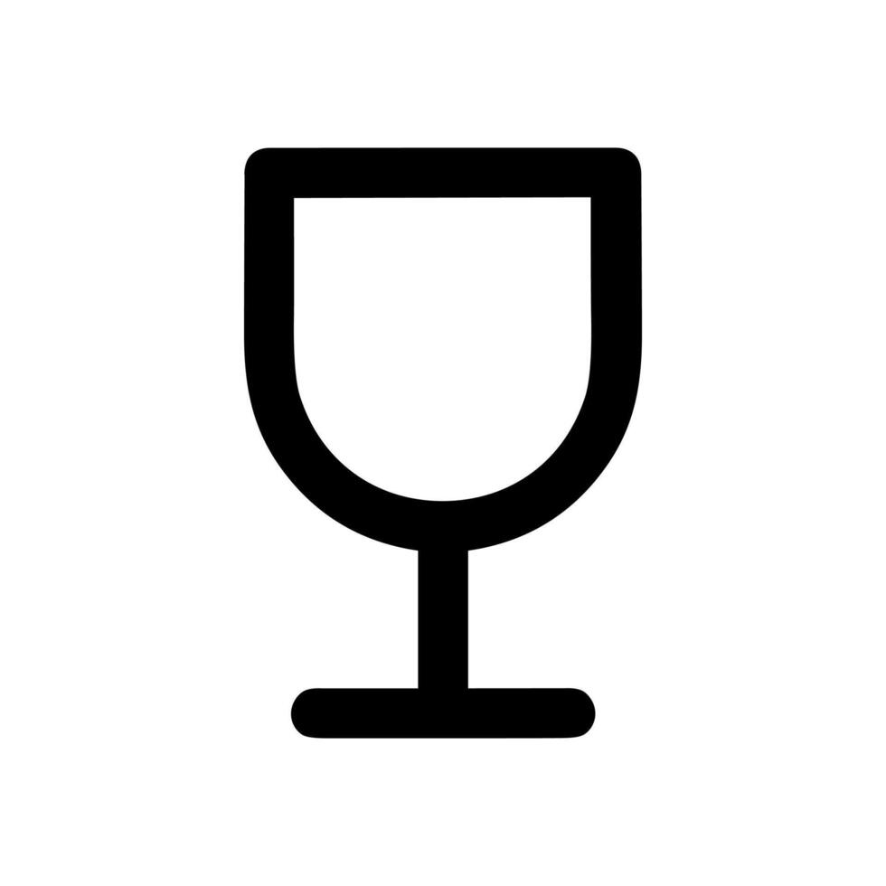 Minimalist Line Art Fragile Wine Glass Symbol Container Icon Element vector