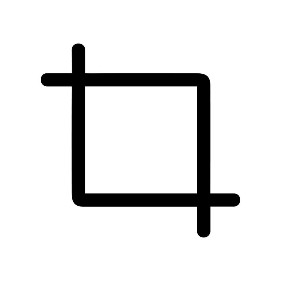 Simple Outline Crop Tool Shape Minimalist Design Element Icon vector