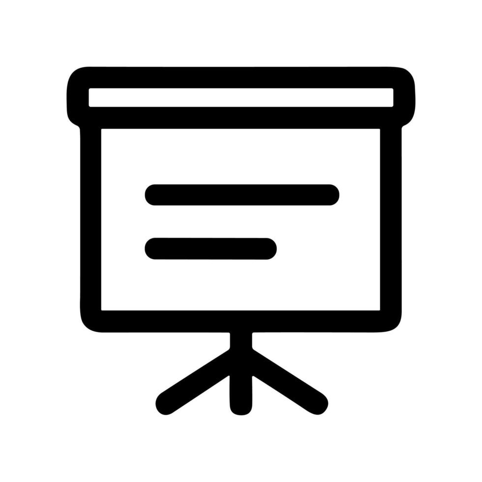 Simple Outline Presentation Board with Stand and Text Icon Graphic vector