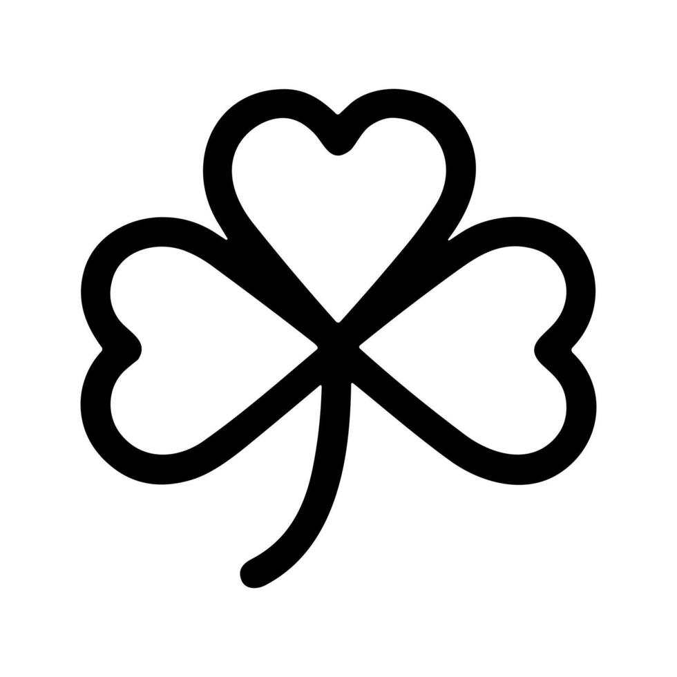 Simple Outline Three Leaf Clover with Heart Shape Icon Symbol vector