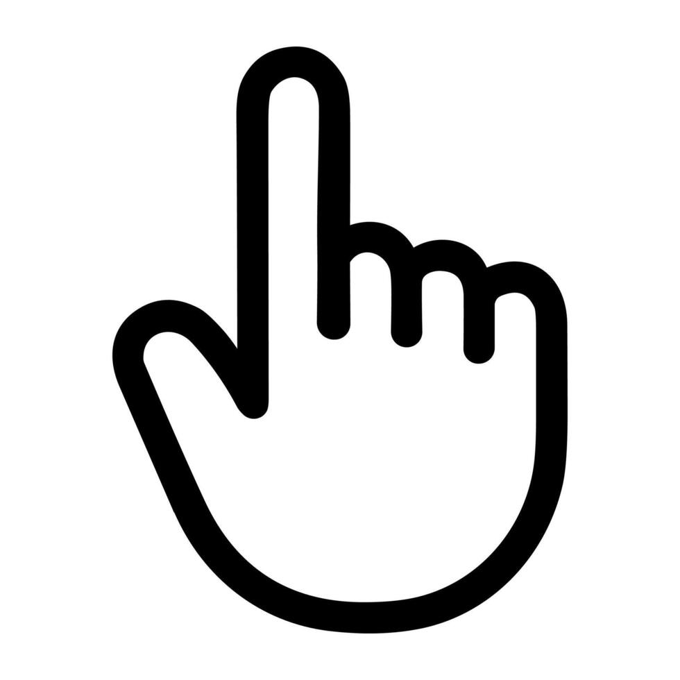 Simple Outline Hand Pointer Up Gesture Navigation Interface Icon vector