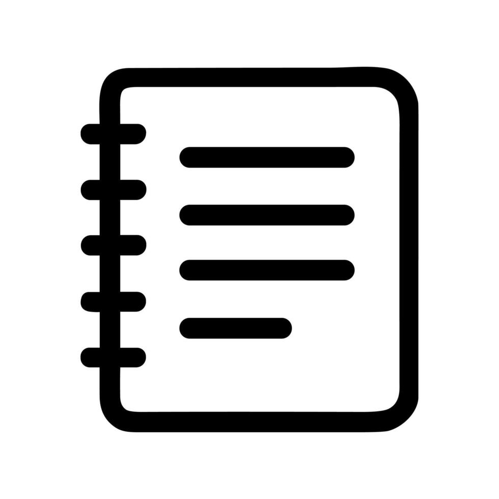 Simple Outline Notepad Icon with Horizontal Lines, Office and Education Material vector