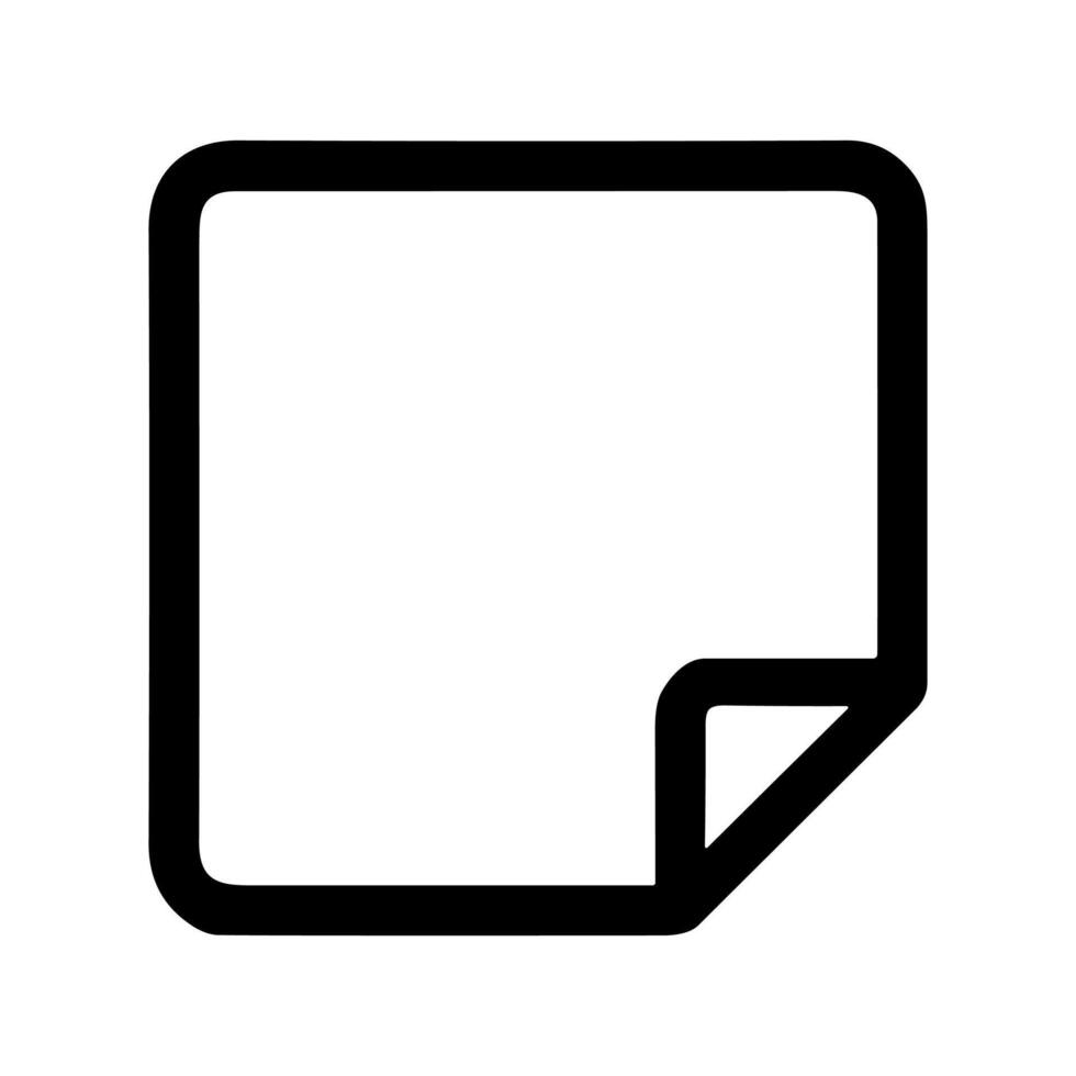 Simple Lineart Blank Paper Note with Folded Corner Icon vector
