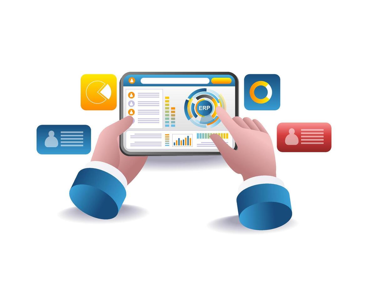 Using ERP systems for business vector