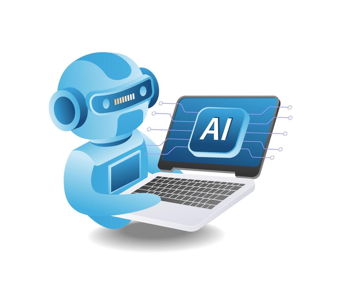Robots use computer artificial intelligence vector