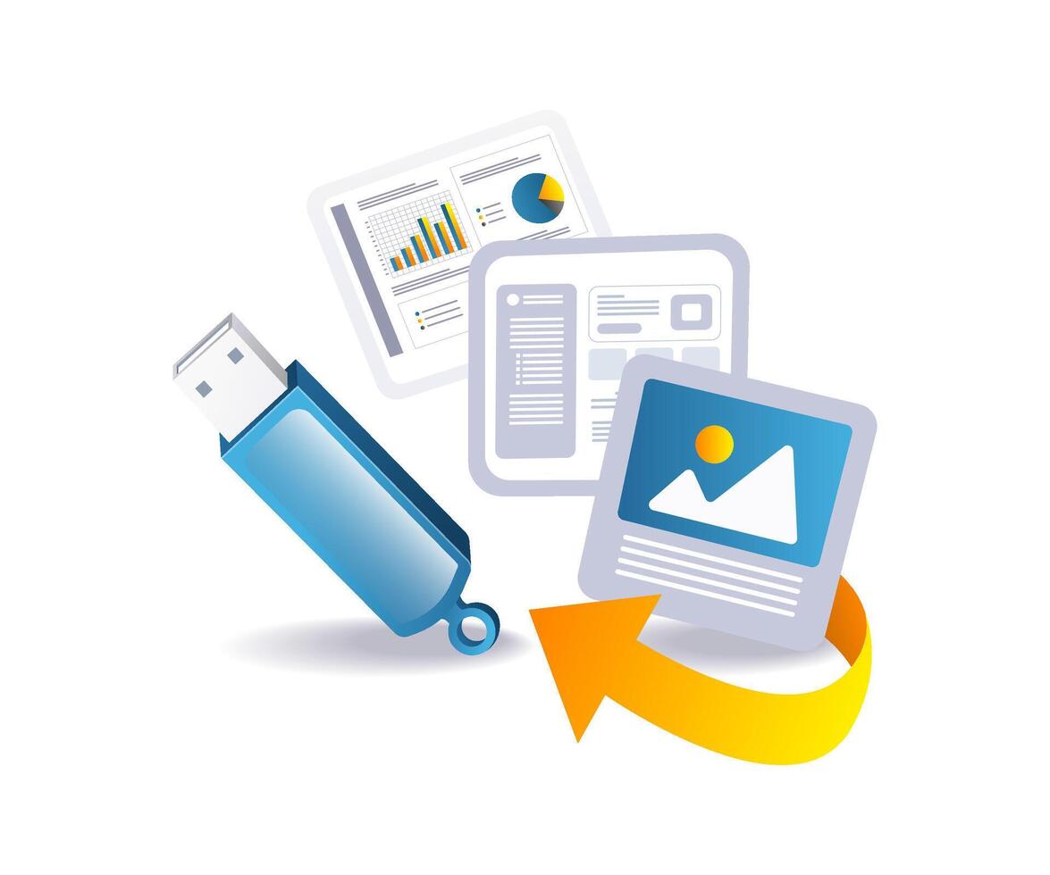 Save digital asset data on a flash drive vector