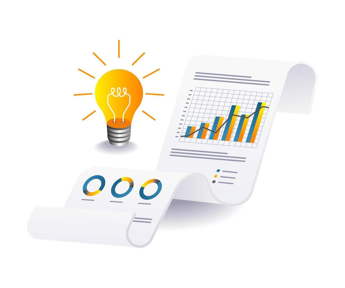 Paper with business data idea graph vector